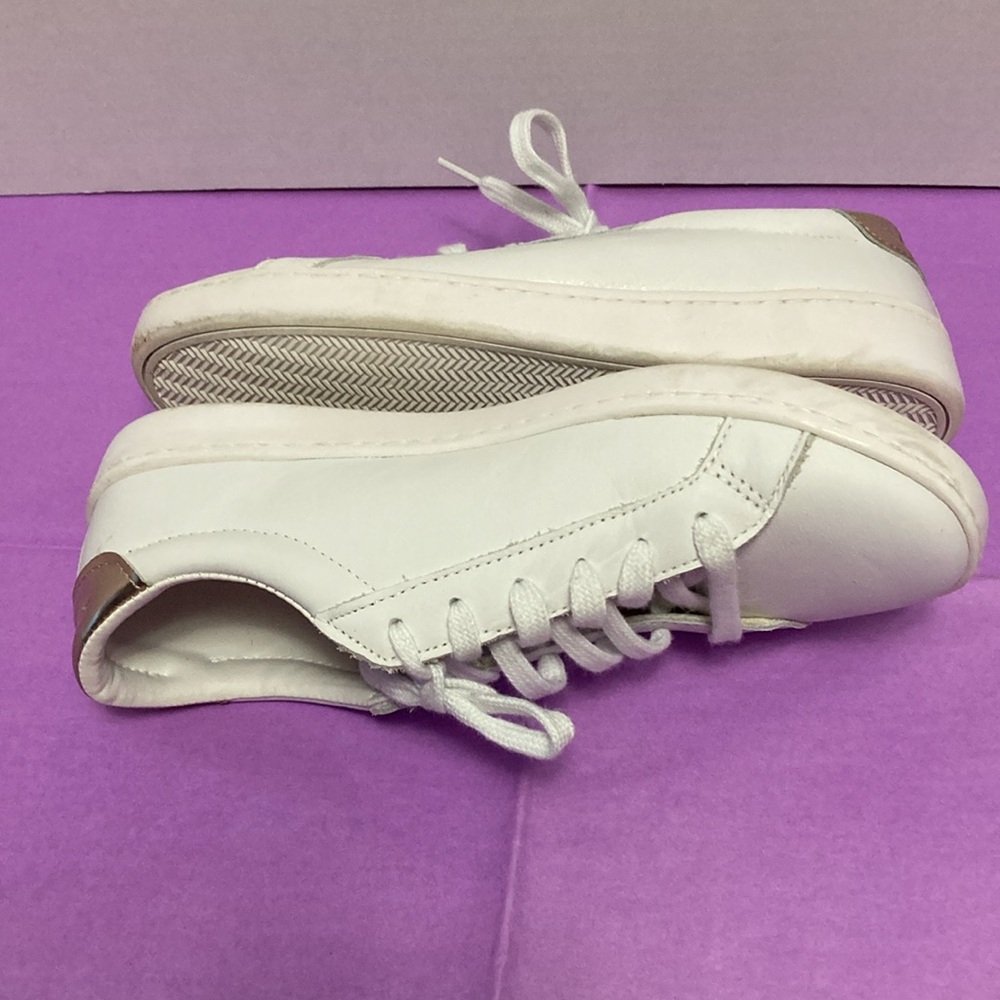 keds womens orthlite white leather sneakers casual metallic rose gold heel 7 1/2 - Picture 5 of 10